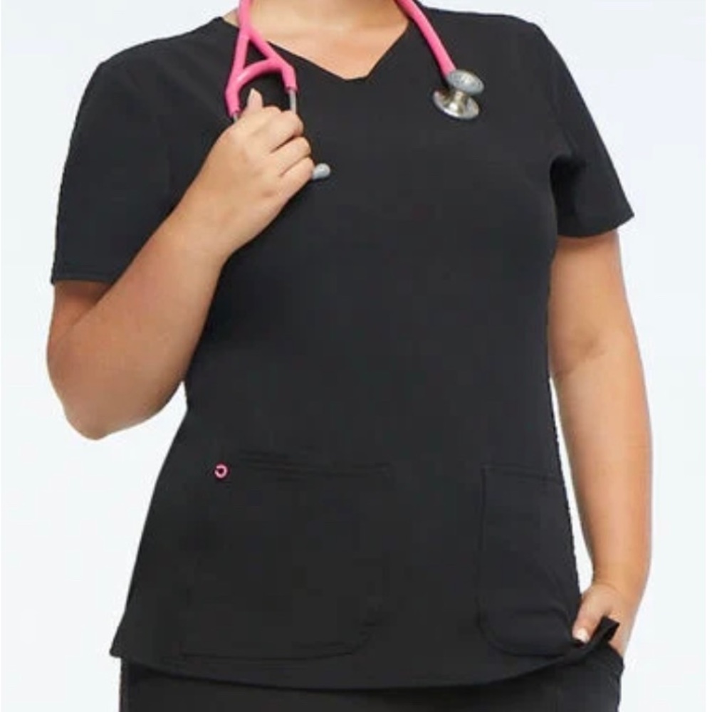 Pewter Heartsoul V-neck scrub top, 3 pockets